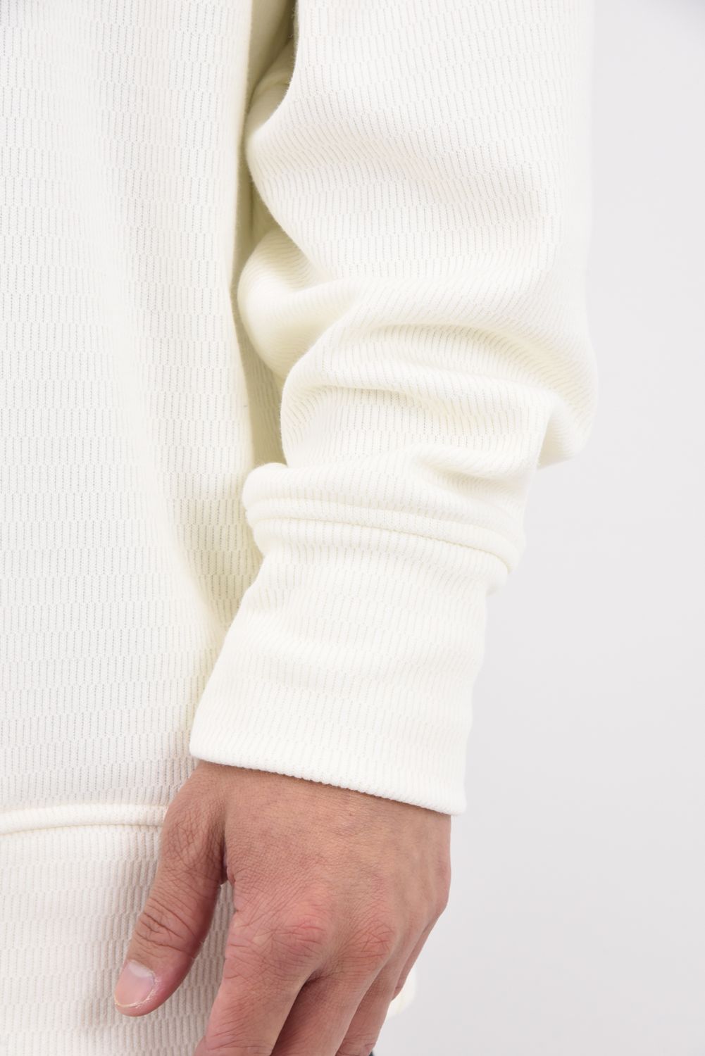 VELOURS FLEECE THERMAL  LOOSE TRAINER / 裏起毛 サーマル生地 ロングスリーブ トレーナー (ホワイト)