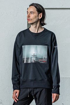 EX SWEAT PHOTO DROP TRAINER / 高機能裏毛 ヴィンテージ フォト ルーズトレーナー ブラック