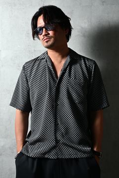 ICHIMATU SHIRTS / 市松模様 ハーフスリーブ オープンカラーシャツ (ブラック/グレー) (3月中旬入荷予定) ※オーダー締切12/13(土)17:00