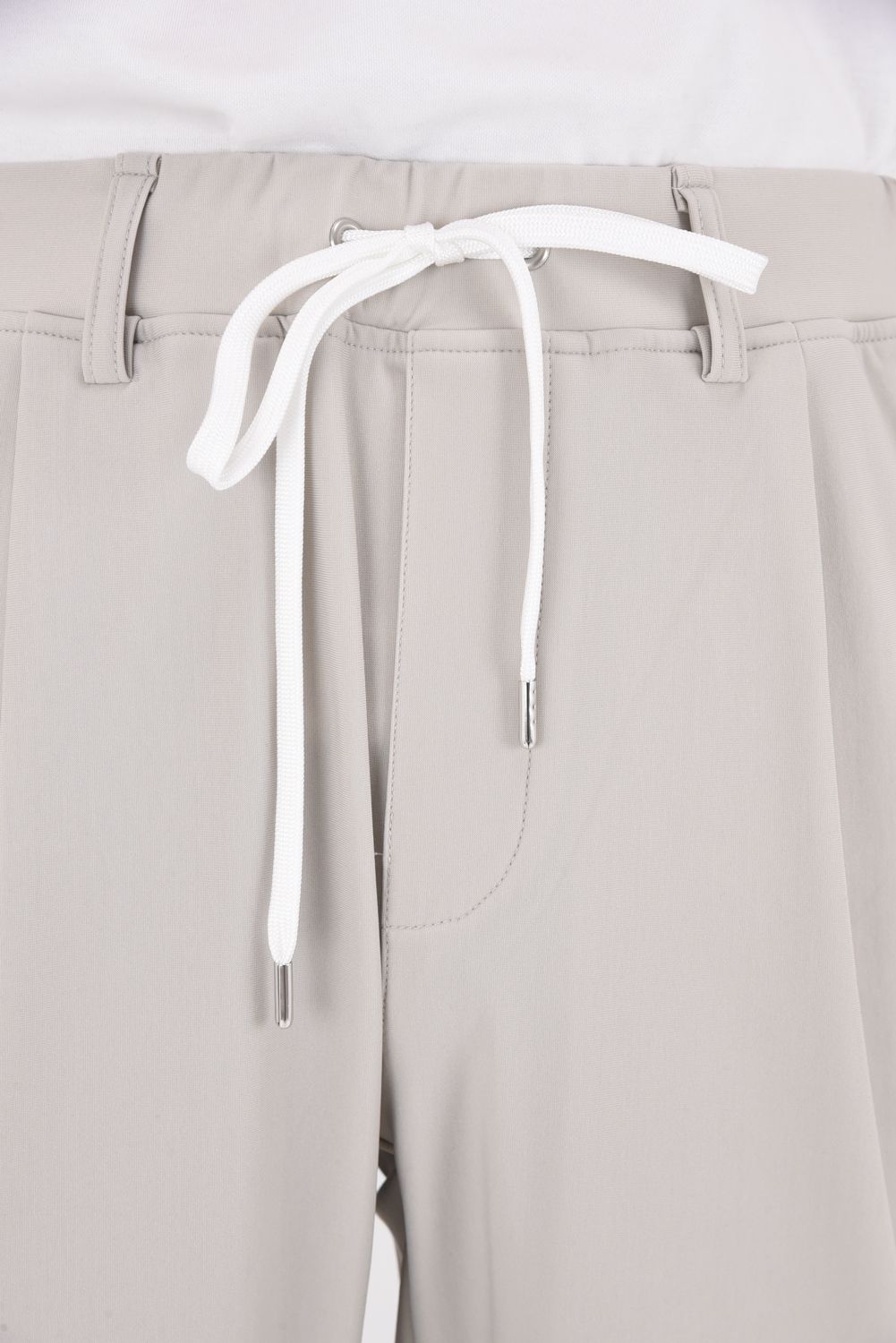 JOHNSON LINE WIDE HEAT PT / 裏起毛 ハイブリットジャージー ワイドテーパード ラインパンツ (グレー/ホワイト)