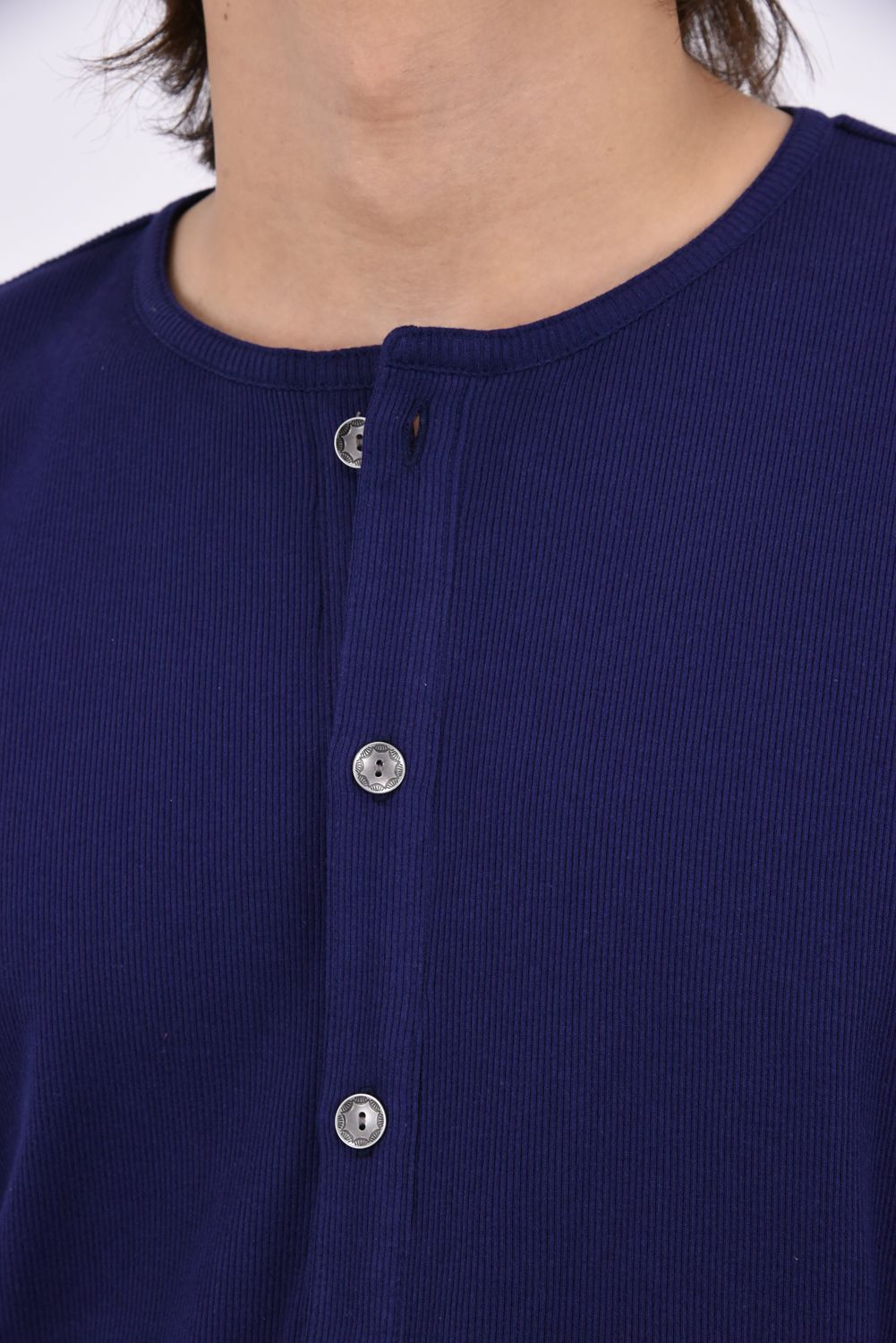 RIB HENRY LONGSLEAVE / ヘンリーネック リブニットロングスリーブTシャツ (ネイビー)
