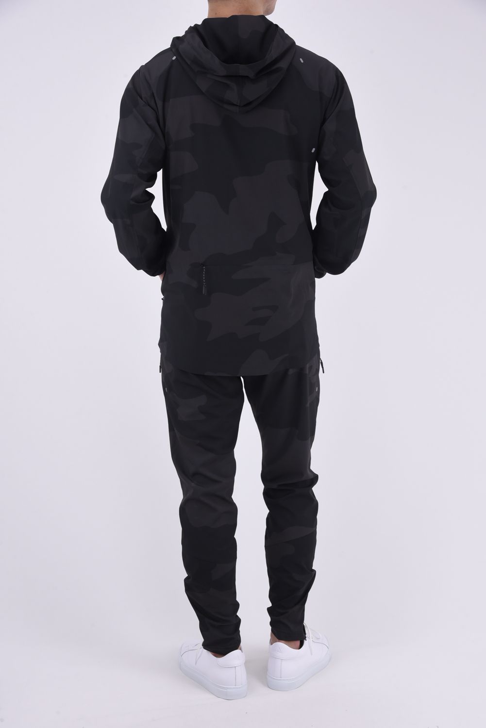 CAMO LIGHT HOODIE / カモフラ柄 ジップアップ ライトフーディー ブラック