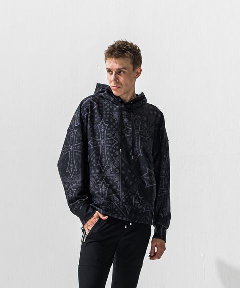 OVER HOODIE / トリコット オーバーパーカー (クロスブラック) (1月上旬入荷予定)