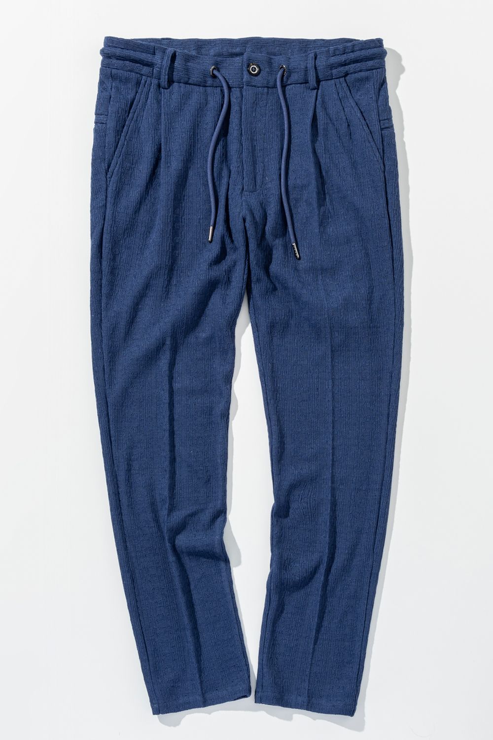 【26SS】 LINEN TOUCH JACQUARD SLACKS / リネンタッチ イージースラックス (ブルー) (2月中旬入荷予定)