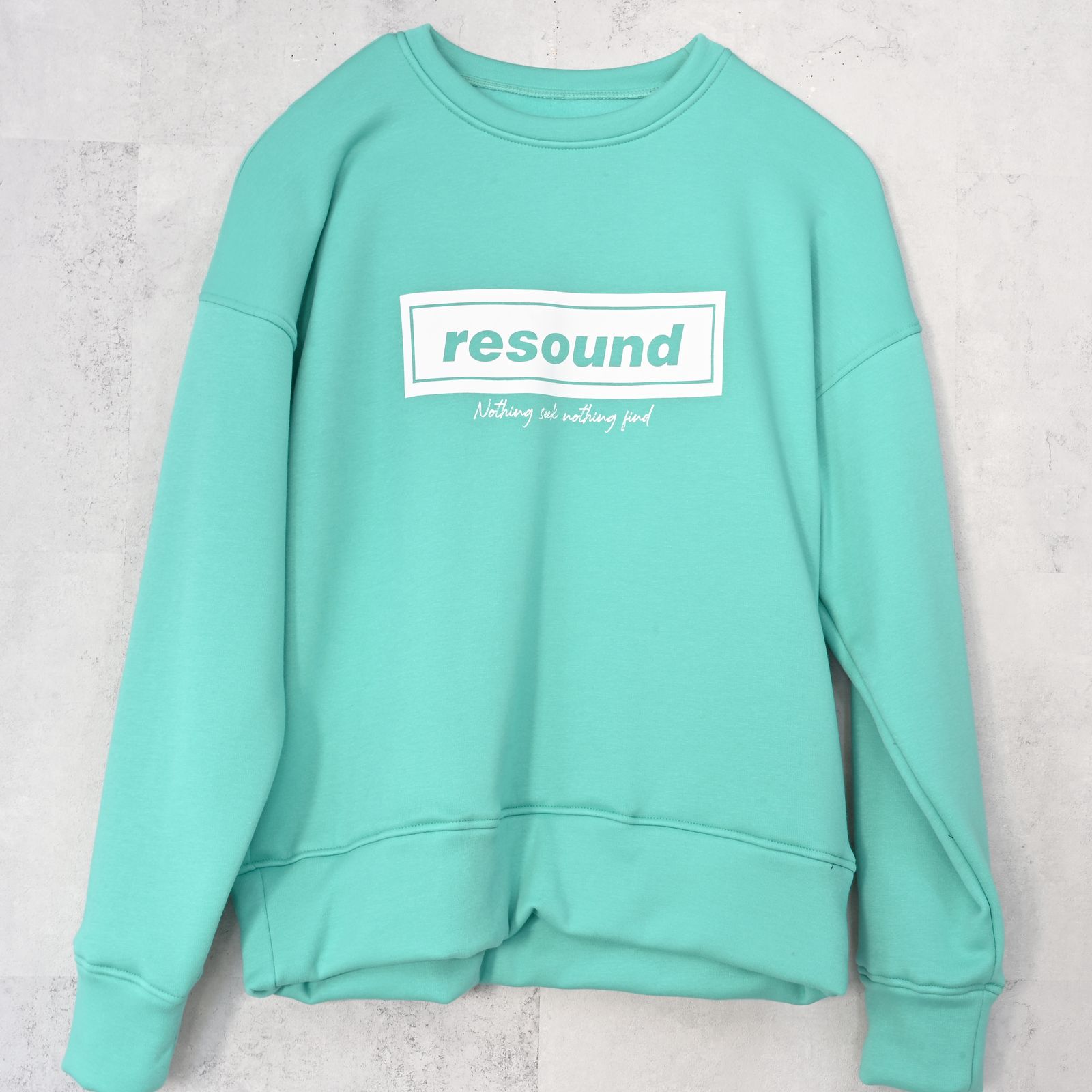 BOX VELOURS FLEECE DROP TRAINER / ボックスロゴ 裏起毛 ルーズトレーナー (ブルーグリーン) (11月上旬入荷予定) ※オーダー締切:9月7日(月)17時