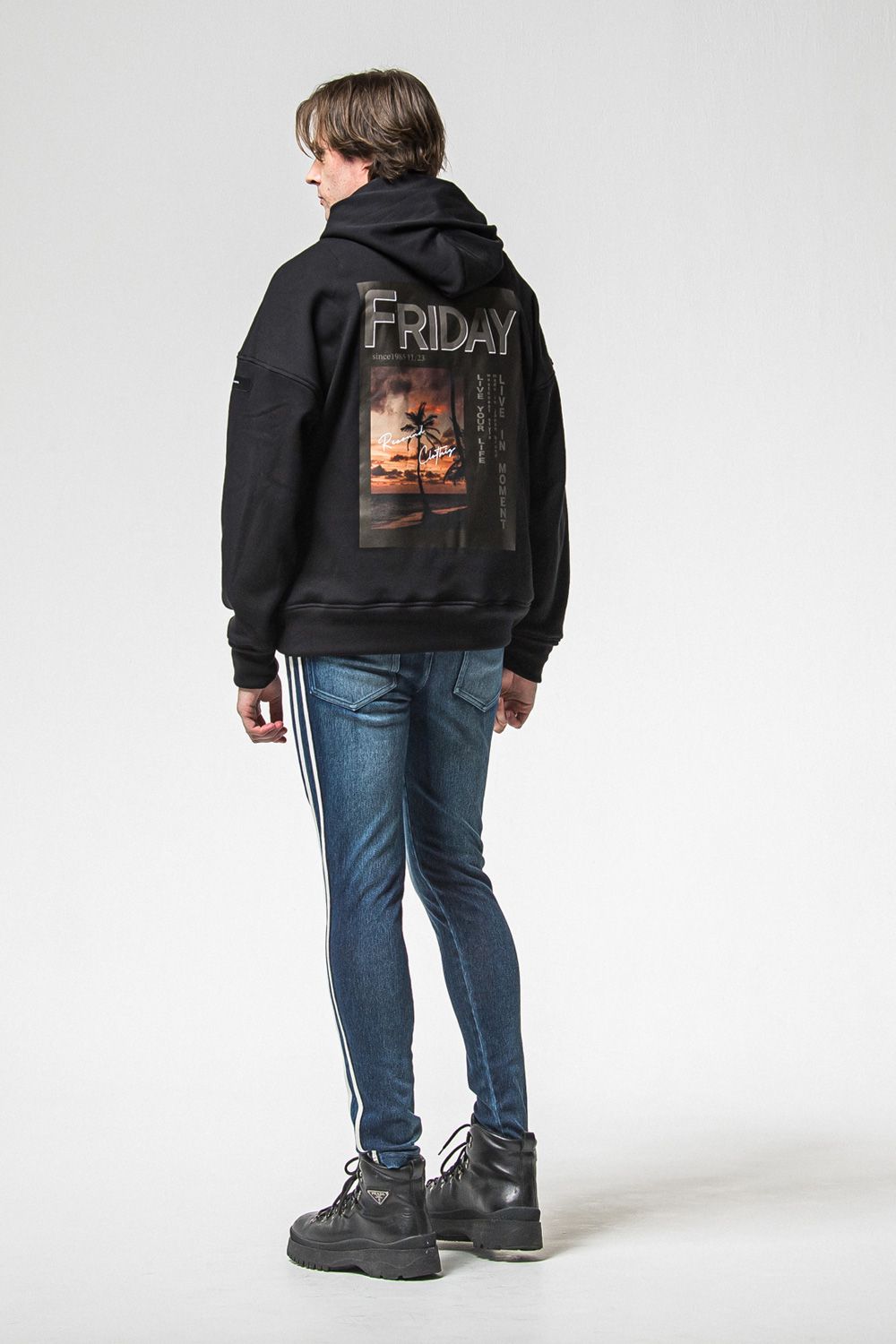 FRAIDAY OLD COVER VELOURS FLEECE HOODIE / 裏ベロアフリース カバーデザイン ロングスリーブ フーディー (ブラック) (11月上旬入荷予定) ※オーダー締切：9月1日(月)18:00