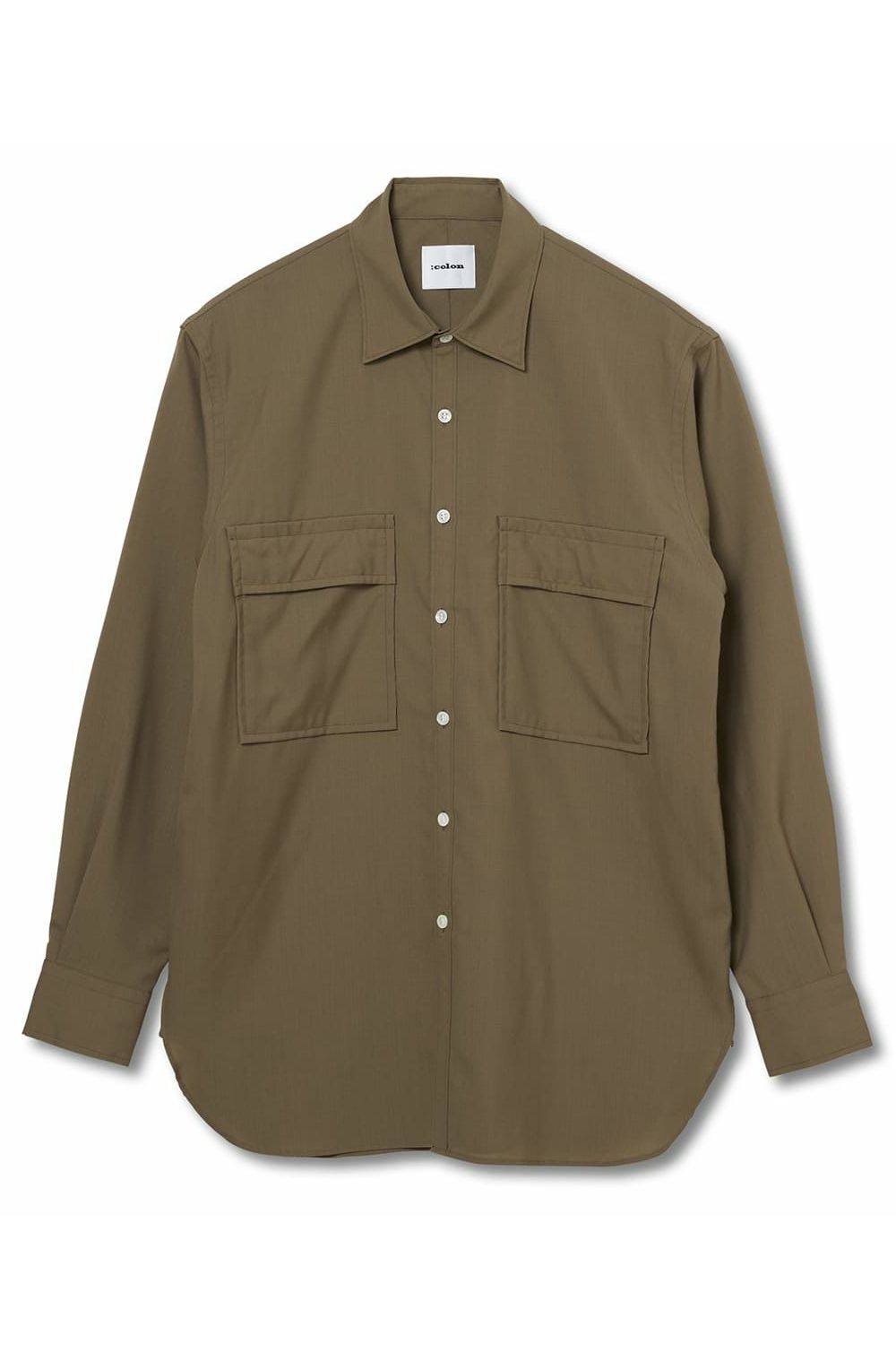 W POCKET SHIRT WOOL TROPICAL / ウォッシャブルウール ダブルポケットシャツ ベージュ