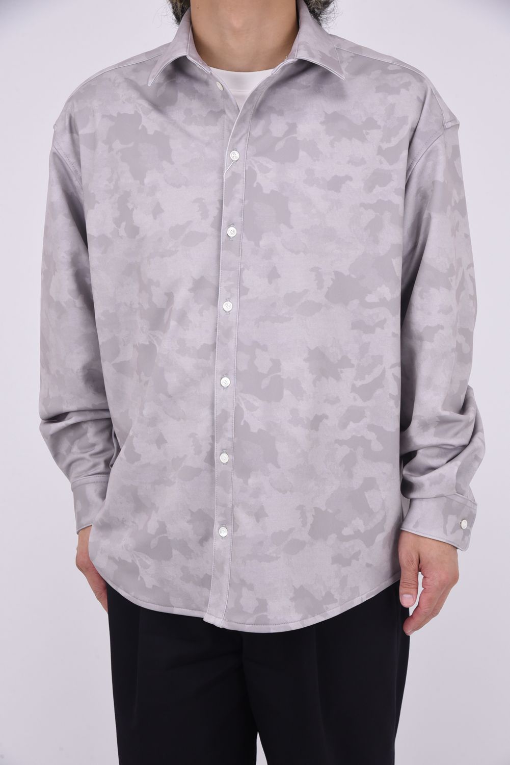 JERSEY JACK SHIRTS / 裏起毛 カモフラージュ ジャックシャツ グレー