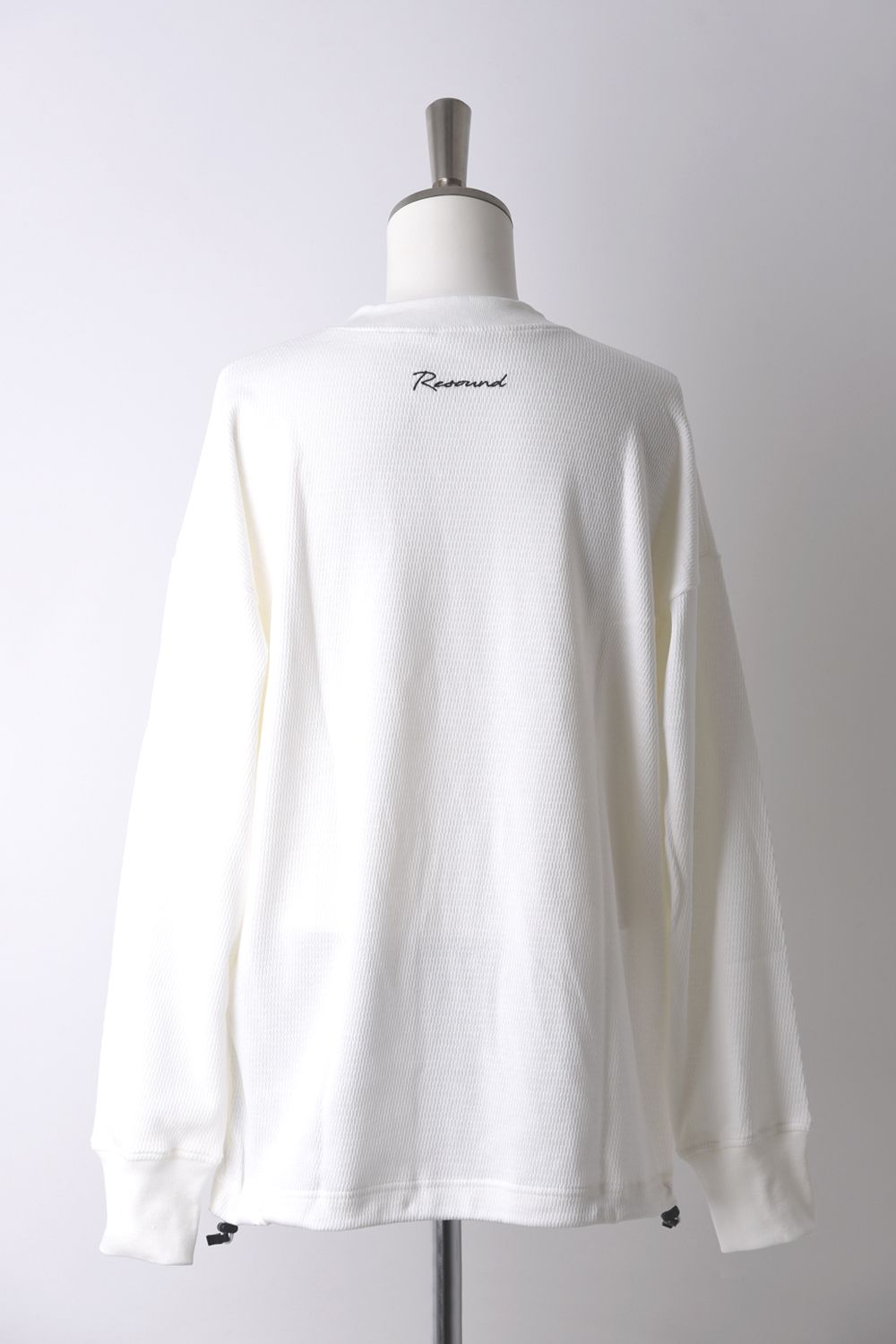 【gossip 20th別注アイテム】 DRAWSTRING THERMAL LOOSE CUTSEW / ドローストリング 特注サーマル ロングスリーブTシャツ  (ホワイト)