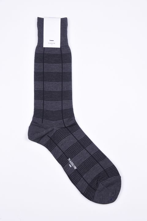 DRESS CHECK RIB / 日本製 ガスシルケットコットン リブソックス グレー
