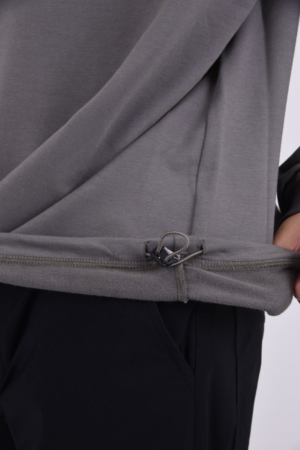 HEM DRAW CORD CREWNECK SWEAT SHIRT / アレンジヘムコード ライト裏毛 スウェットプルオーバー グレー