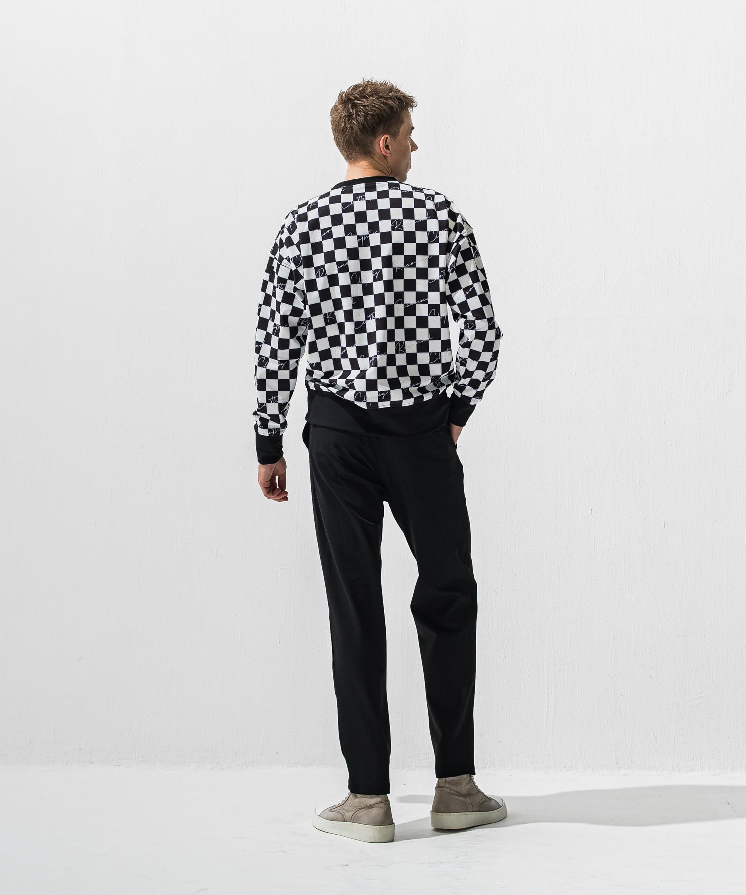 PAT WIDE EASY PANTS / ワイドテーパード イージースラックス (ブラック) (12月上旬入荷予定) ※オーダー締切:9月7日(月)17時