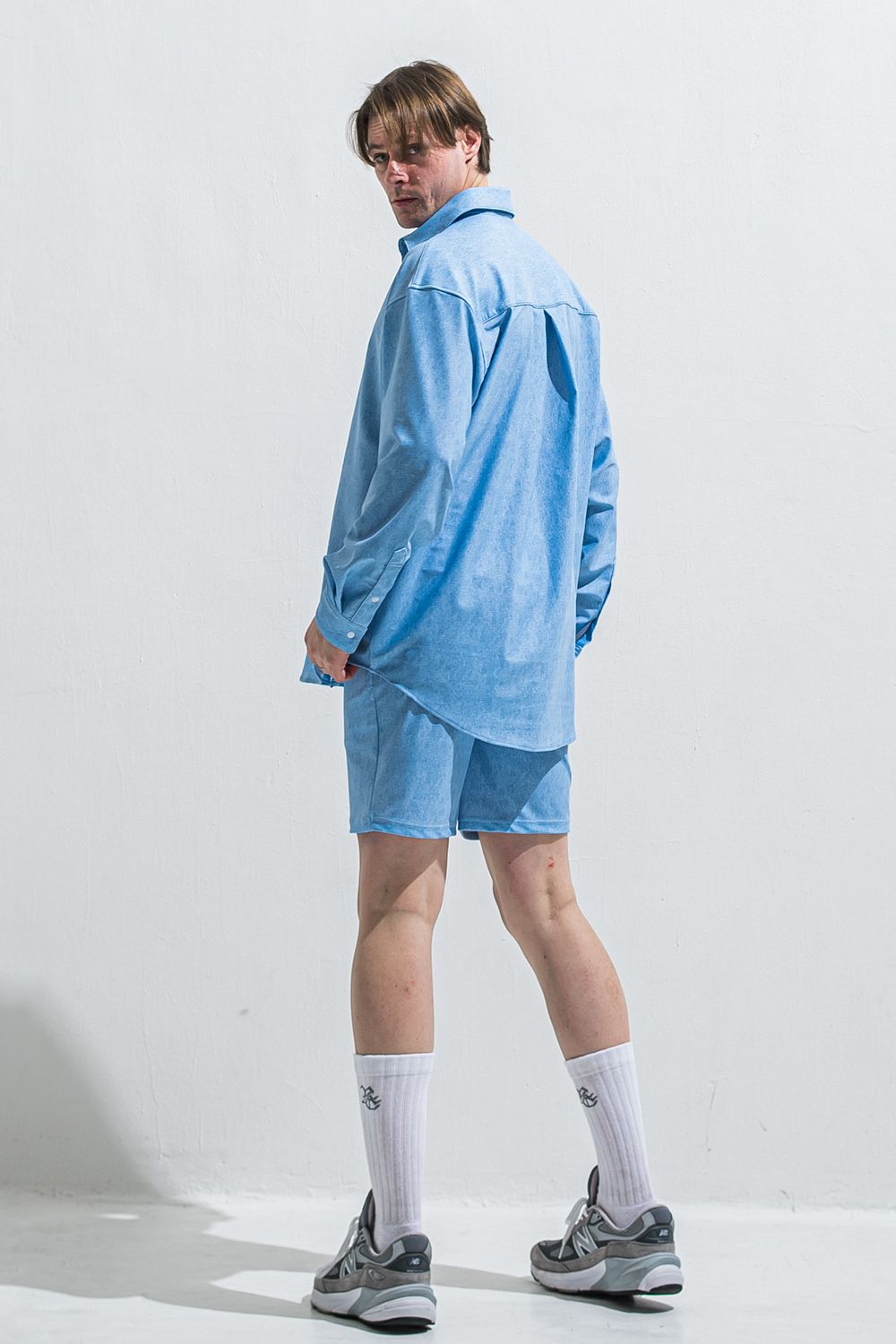 RUSH DENIM SHORTS / ラッシュガード デニムデザイン ショートパンツ (ライトインディゴ) (5月末入荷予定) ※オーダー締切:2月15日(日)18時