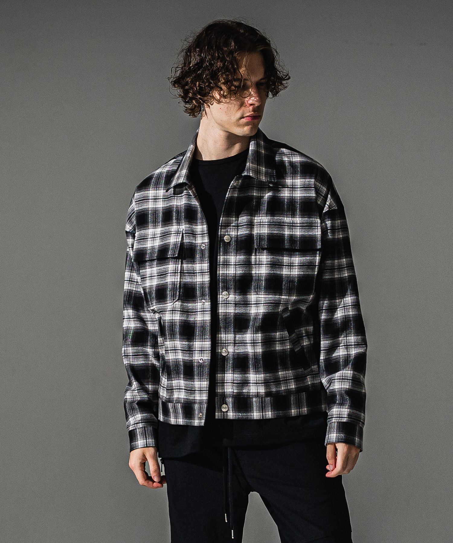 check shirt JK / チェック柄シャツ (ブラック) (8月末入荷予定) ※オーダー締切:5月23日(土)17時