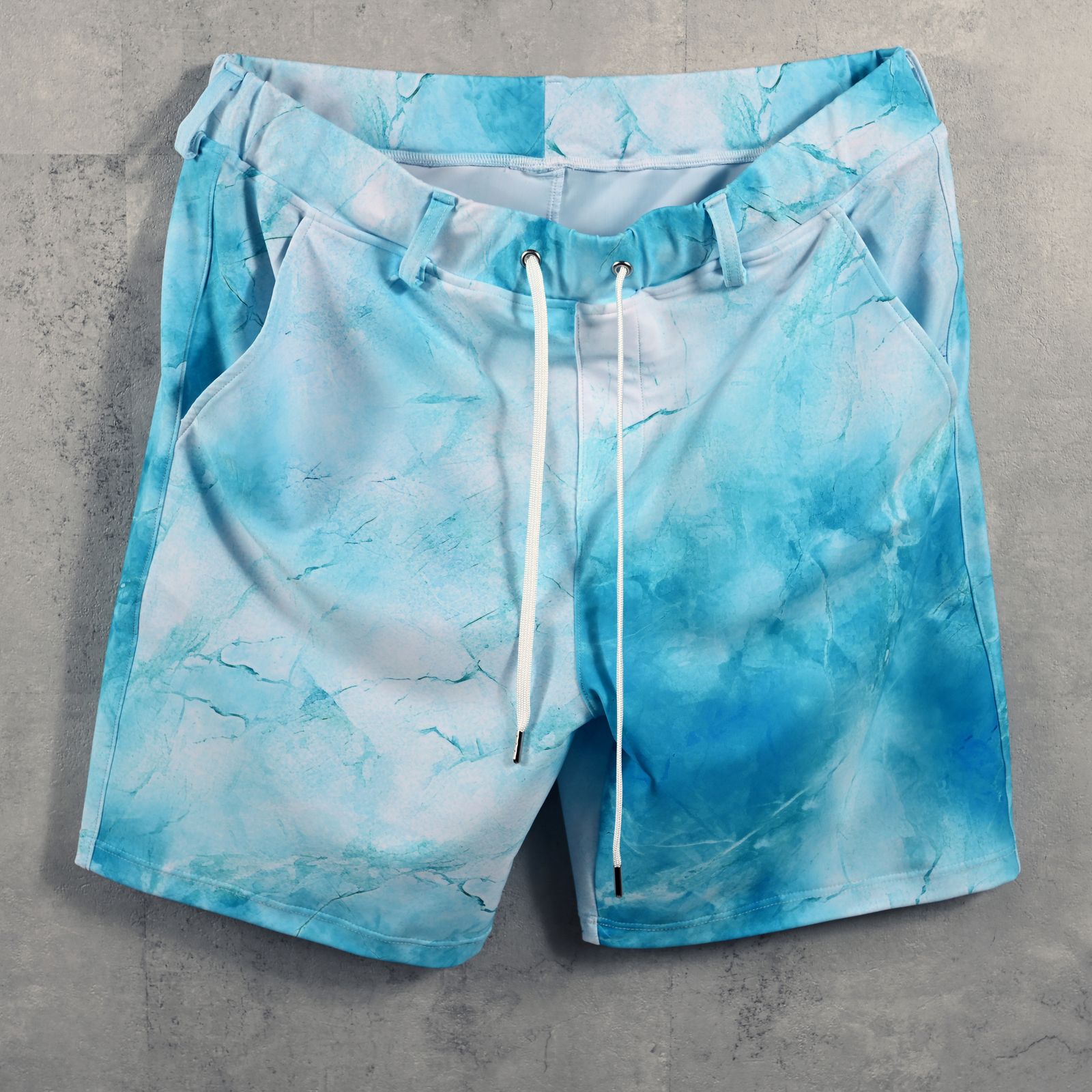 RUSH SHORTS / ラッシュガード 大理石柄 ショートパンツ ブルー