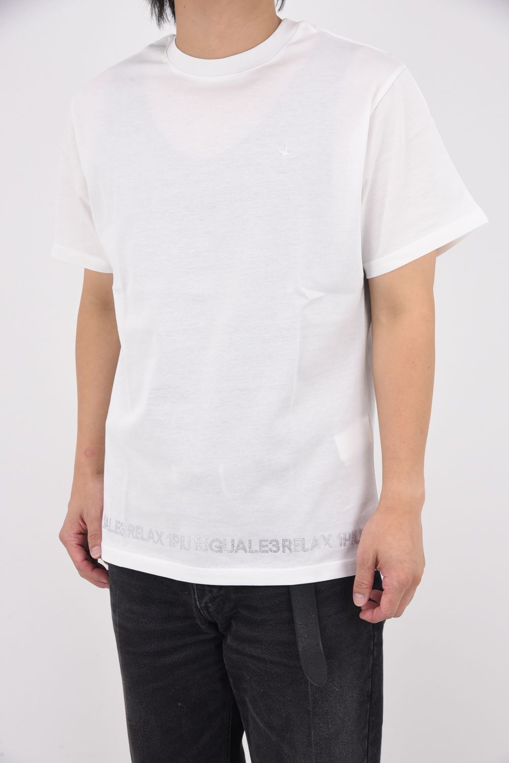 【25AW】 RHINESTONE HEM T-SHIRT / ラインストーン ヘムシルケット Tシャツ (ホワイト)