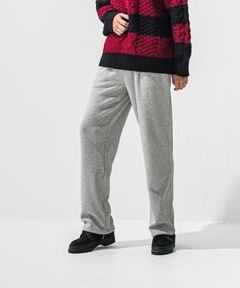 VELOURS FLEECE WIDE TUCK PANTS / 裏起毛 ベロアフリース セミワイド ワンタック イージーパンツ (グレー) (11月中旬入荷予定) ※オーダー締切:9月7日(月)17時