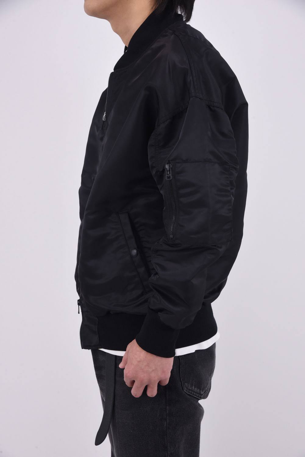 LIGHT David JACKET / ドロップショルダー フライトジャケット ナイロンブラック