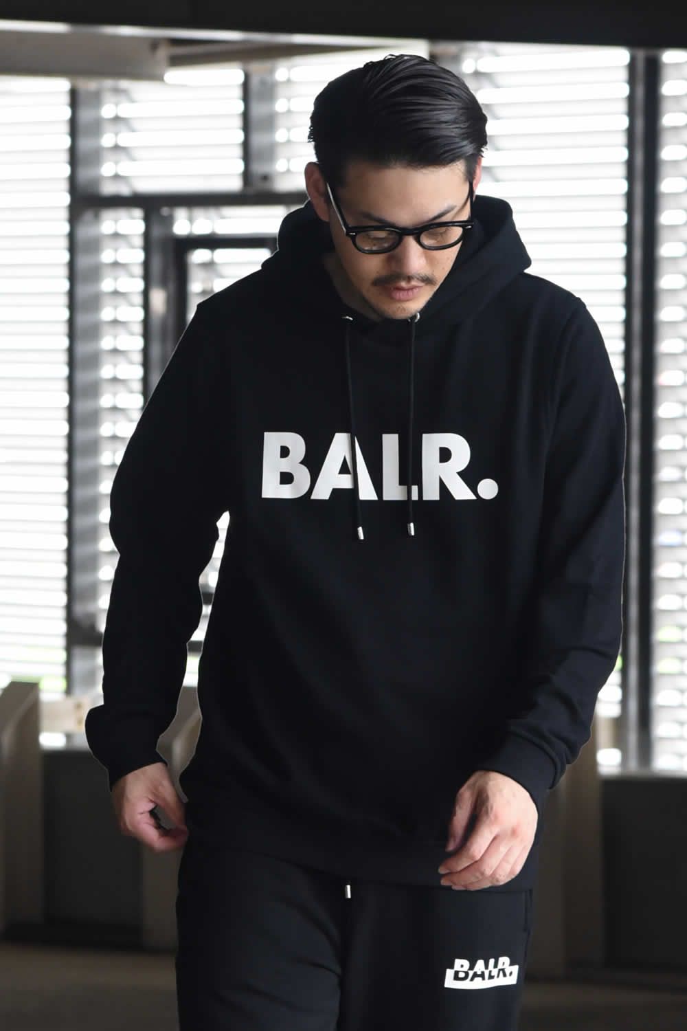 Balr Brand Hoodie ロゴプリント プルオーバーパーカー ブラック Gossip