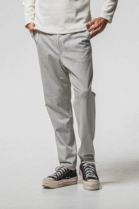 PAT WIDE EASY PANTS / ワイドテーパード イージースラックス (グレー)