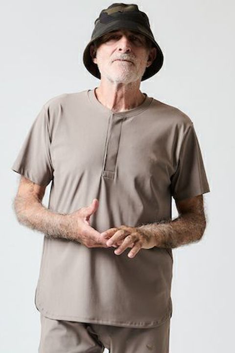 ROUND BIG HENLEY T / ラウンドカット ヘンリーネックTシャツ グレーベージュ
