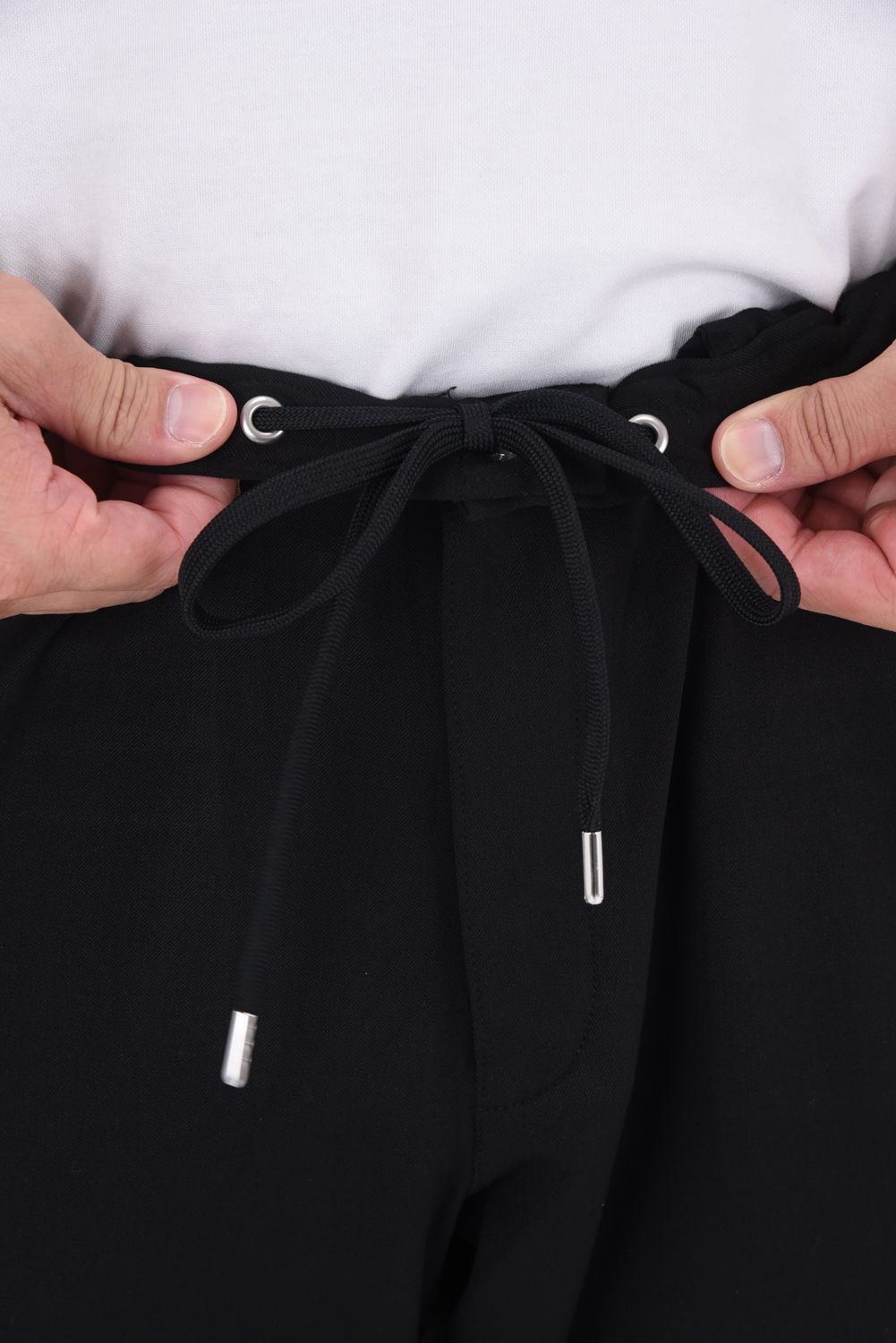 PAT WIDE EASY PANTS / ストレッチツイル ワイドテーパード イージースラックス ブラック
