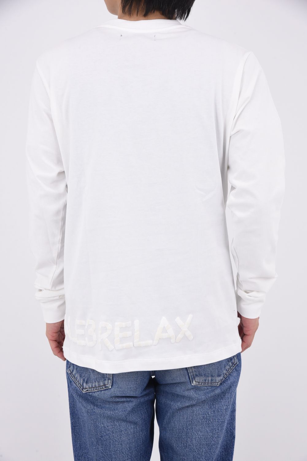 【26SS】 HAND-EMBROIDERED LOGO LONG T-SHIRT / ブランドロゴ 刺繍風プリント ロングスリーブTシャツ (ホワイト)