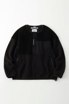 GORE-TEX INFINIUM PATCHWORK BOA NO COLLAR JACKET / ゴアテックス インフィニウム ノーカラー ボアブルゾン ブラック