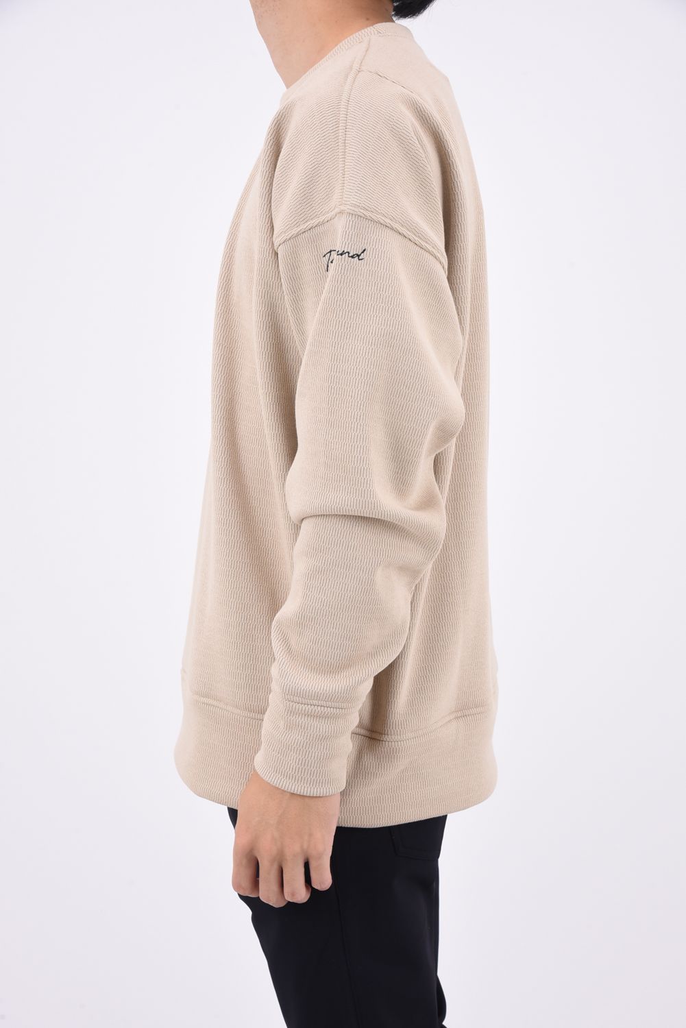 THERMAL LOOSE TRAINER / 【定番商品】 裏特殊起毛 ハニカムサーマル ルーズトレーナー ベージュ