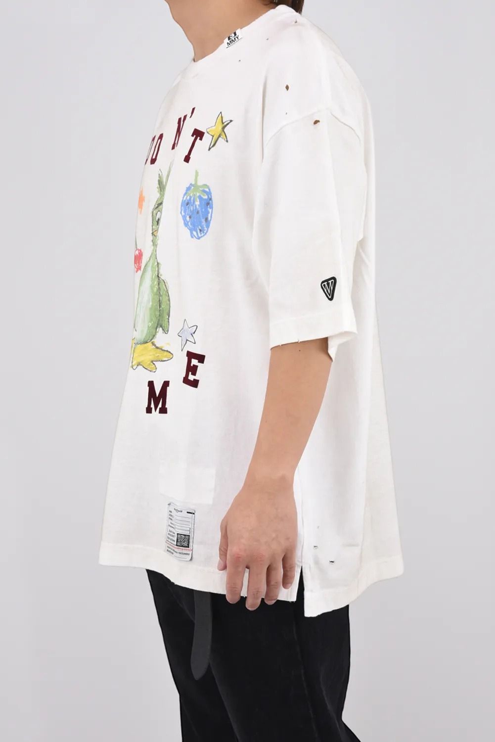 KIDS DOODLE T-shirt / キャラクタープリント 刺繍ワッペン Tシャツ (ホワイト)