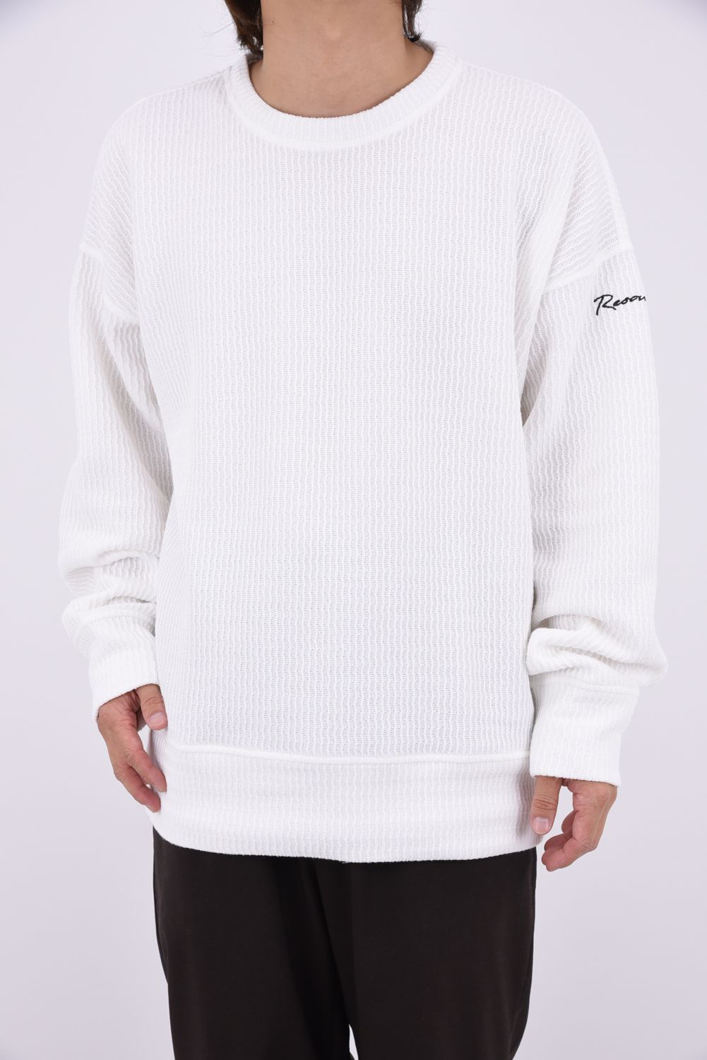 knt l loose trainer / ニット ルーズ トレーナー (ホワイト)