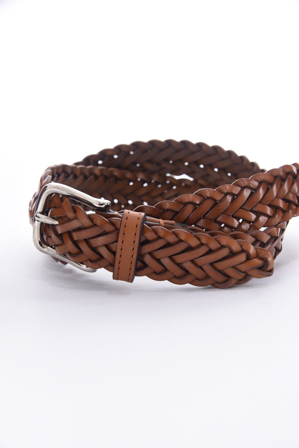 【残りわずか】 LEATHER MESH BELT 30mm / 30mm レザーメッシュベルト ブラウン