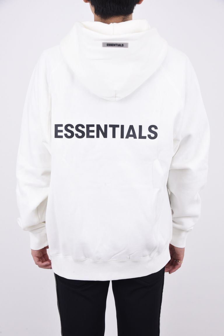 FOG ESSENTIALS - ESSENTIALS BACK LOGO FULLZIP HOODIE / 裏起毛 バックロゴ プリント フルジップ  パーカー ホワイト | gossip