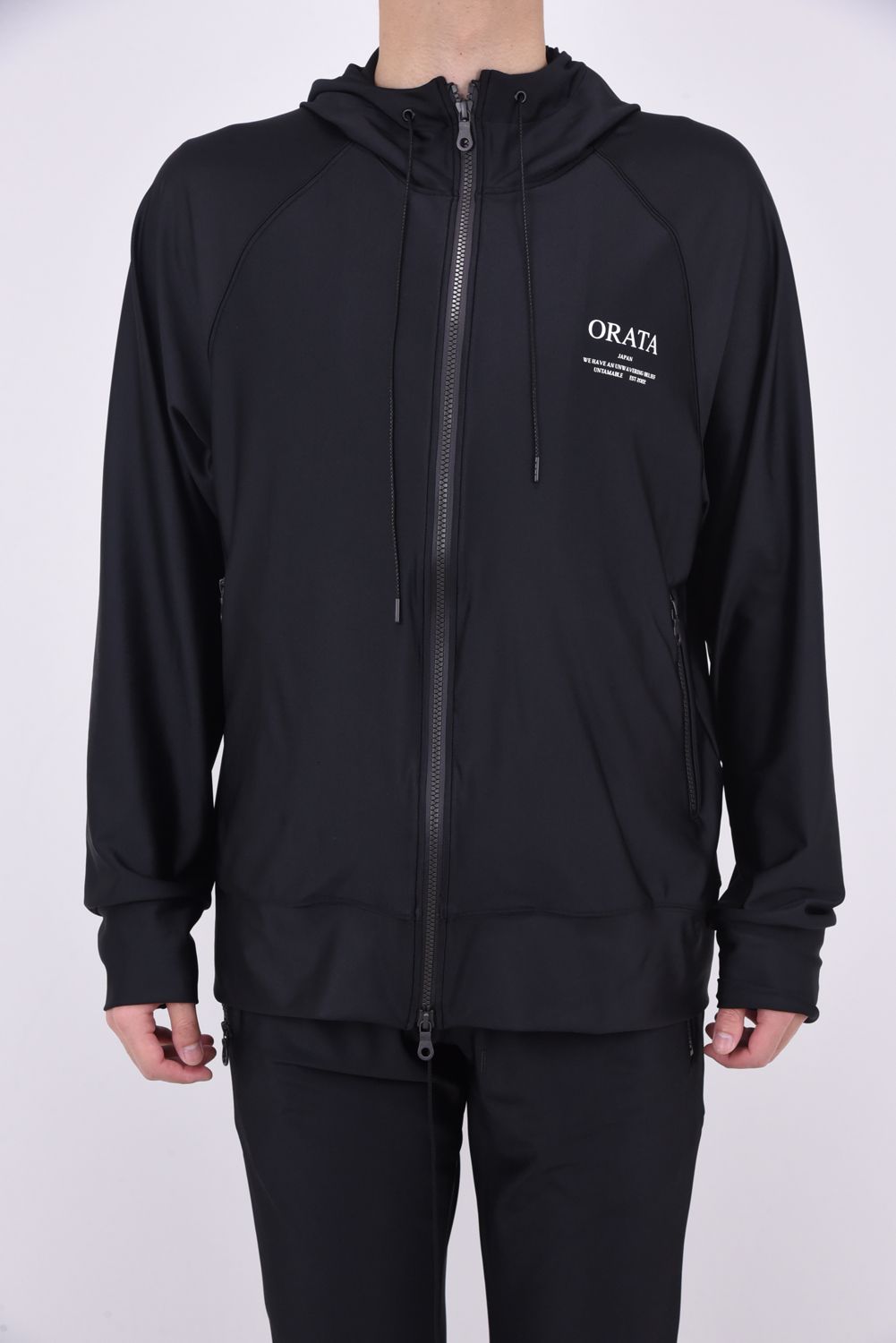 rush zip hoodie / ラッシュガード フロントロゴ フルジップフーディー ブラック