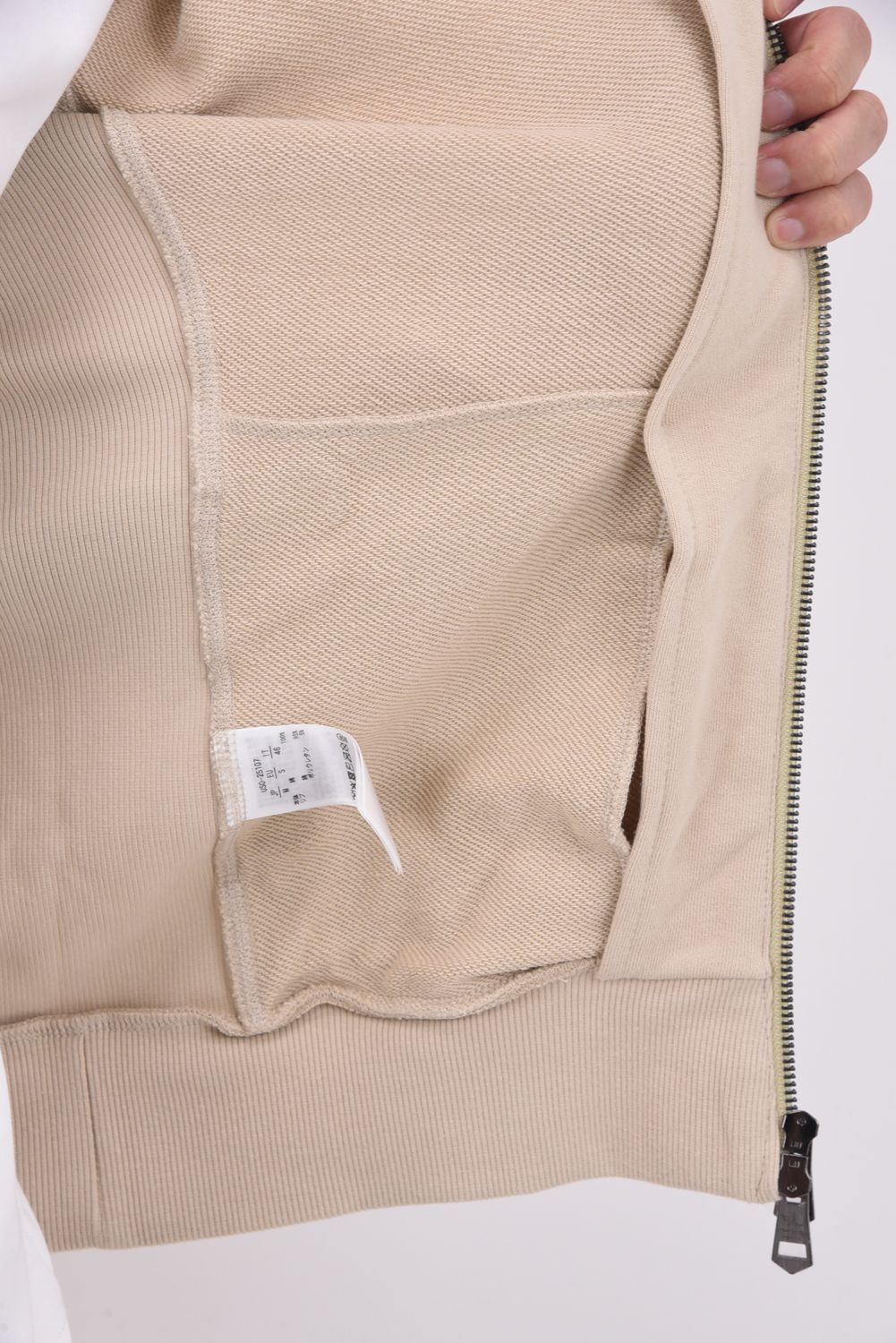 HOODIE WITH RHINESTONE CUFFS / ラインストーンカフスウェットジップパーカー (ベージュ)