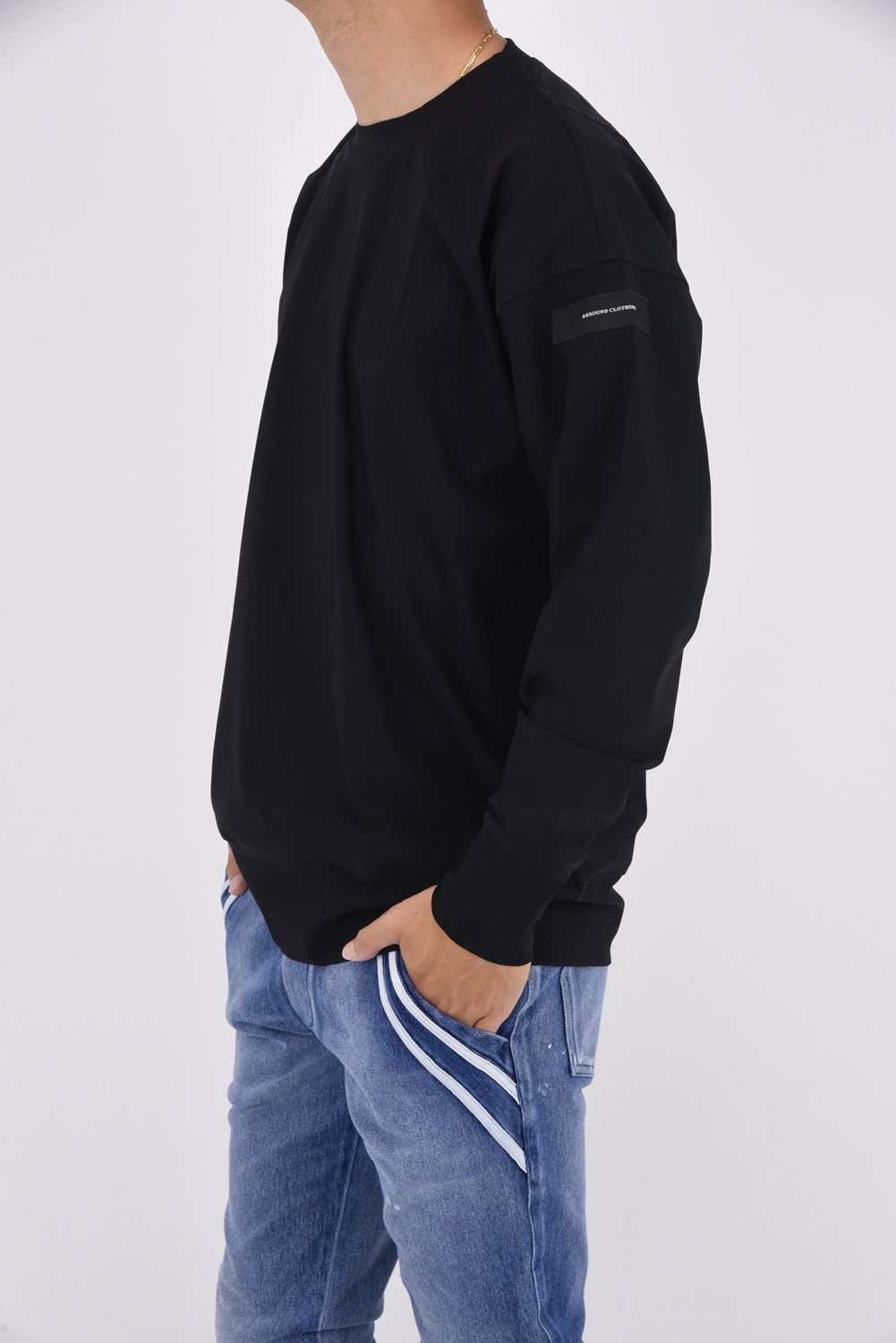 NYLON LONG SLEEVE / ロングスリーブ クルーネック オーバーサイズトレーナー ブラック