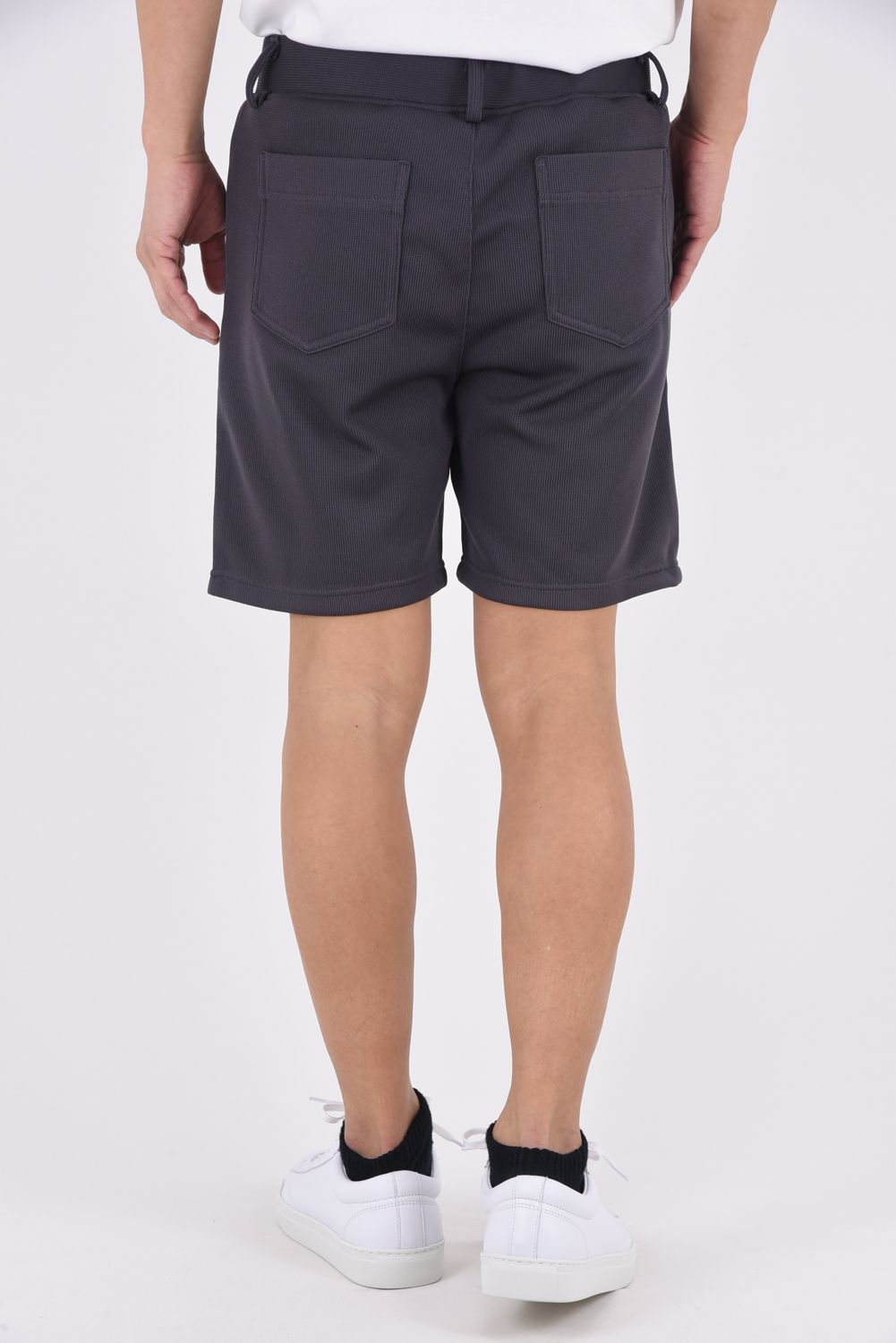 AZE SHORTS / 畦編みニット ショートパンツ (チャコール)