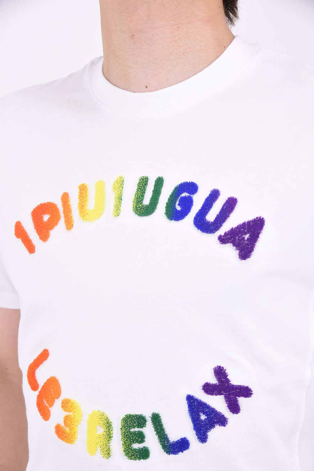RAINBOW TOOTHBRUSH EMBROIDERY T-SHIRTS / レインボー サークルロゴ 半袖Tシャツ ホワイト