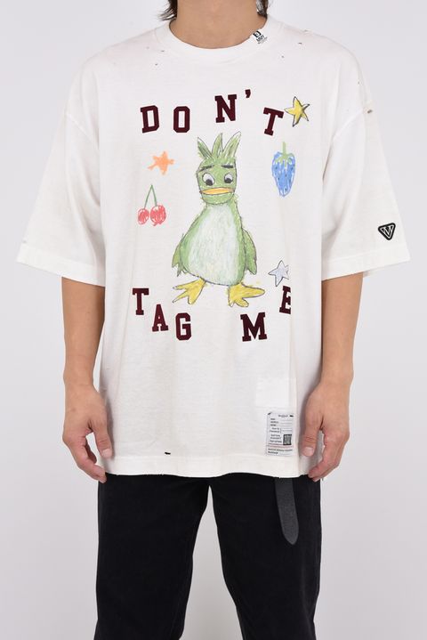 KIDS DOODLE T-shirt / キャラクタープリント 刺繍ワッペン Tシャツ (ホワイト)