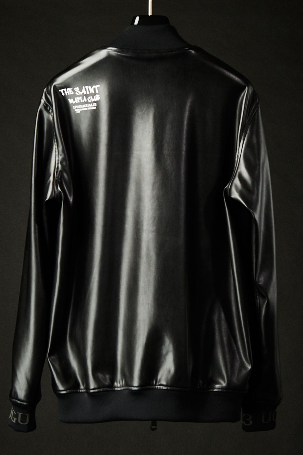 113 SPORT / THESAINT MAFIA / STADIUM HOODED PREMIUM SPORT LEATHER SOLID BK