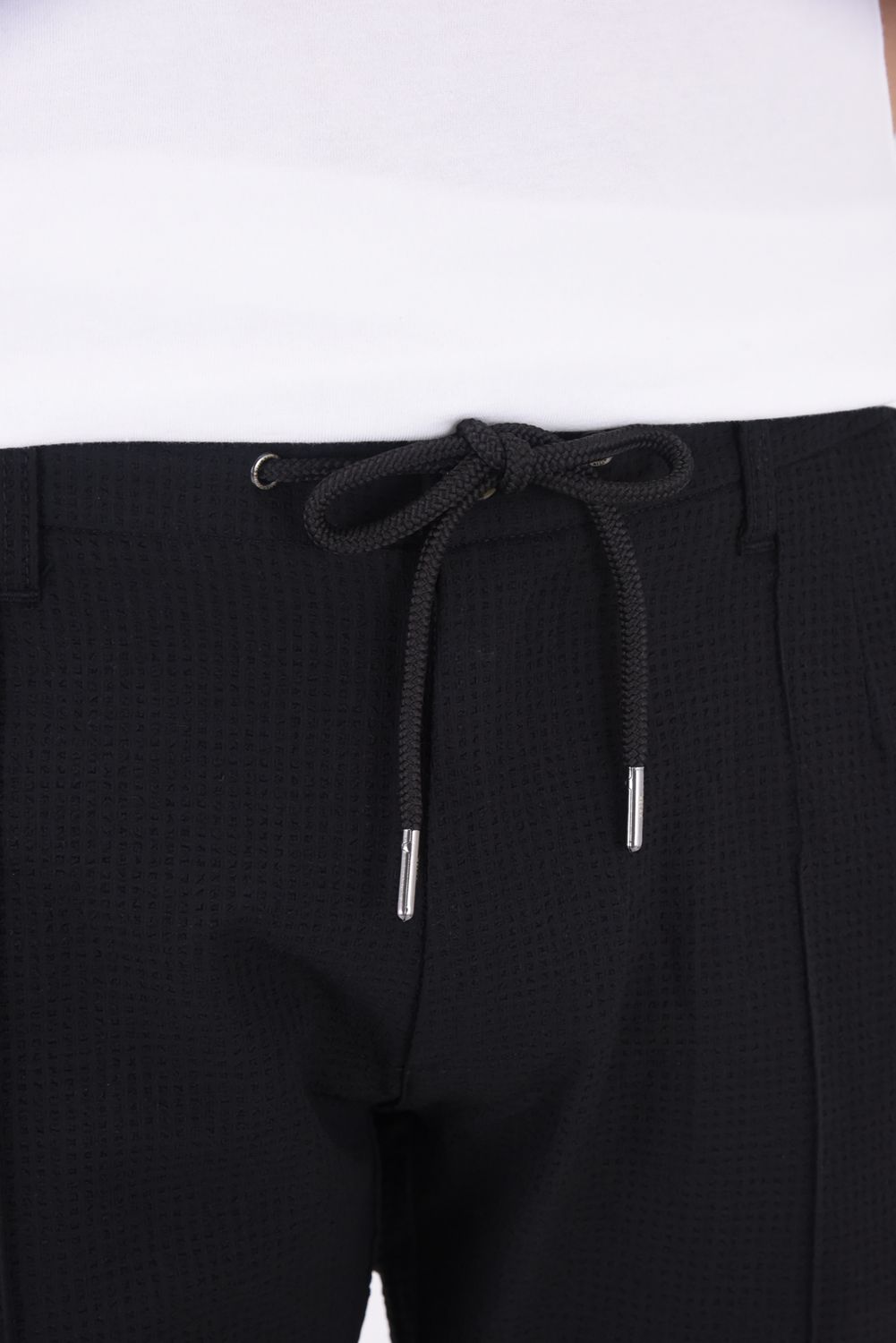 SEERSUCKER SLACKS / ロゴ刺繍 シアサッカー スラックス ブラック