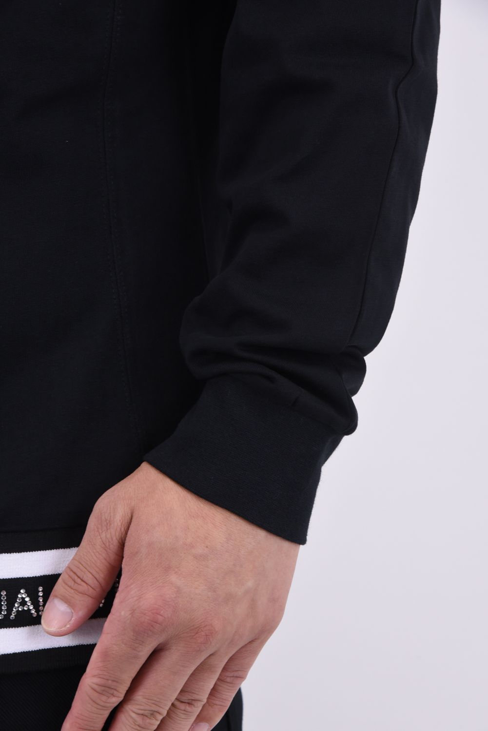 RHINESTONE HEM LONG SLEEVE / ラインストーン ヘム ロング ブラック