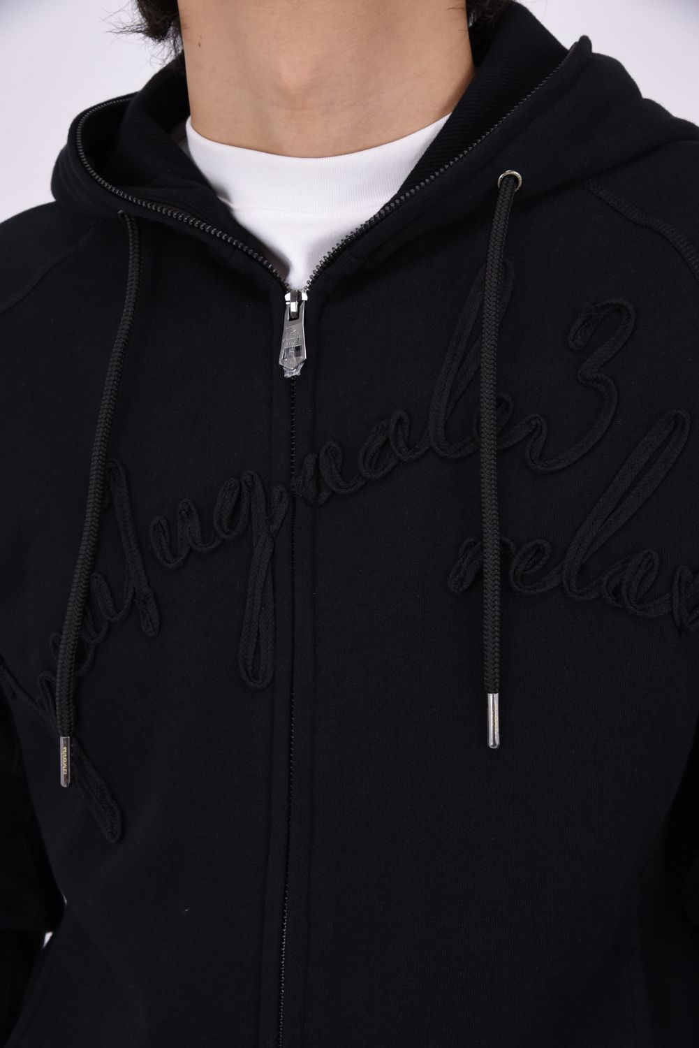 【26AW】 HEAVY FRENCH TERRY SCRIPT CODE LOGO HOODIE / フレンチテリー ロープロゴ ジップアップフーディー (ブラック)