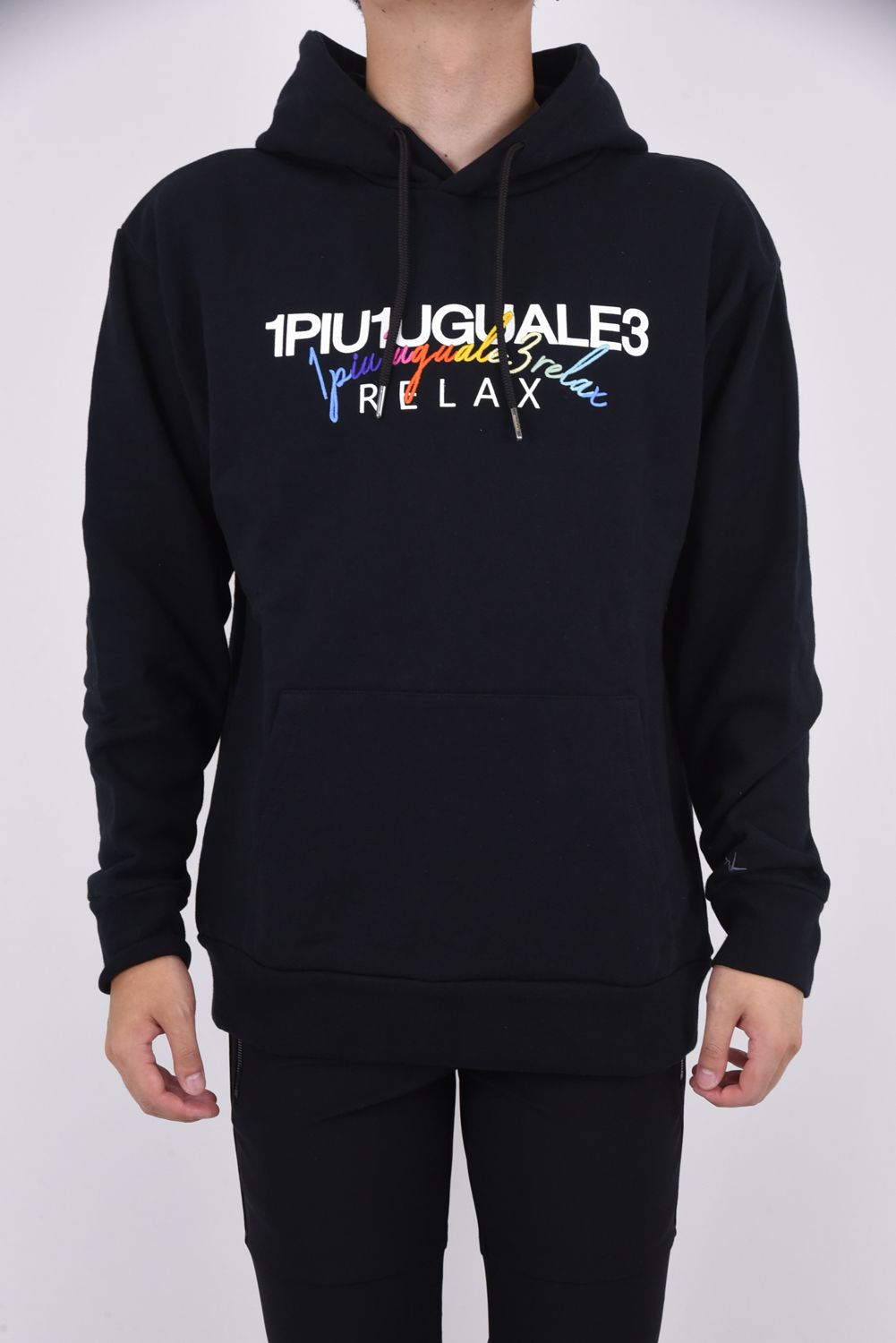 1PIU1UGUALE3 RELAX - RAINBOW LOGO HOODIE / レインボー 刺繍 ダブル