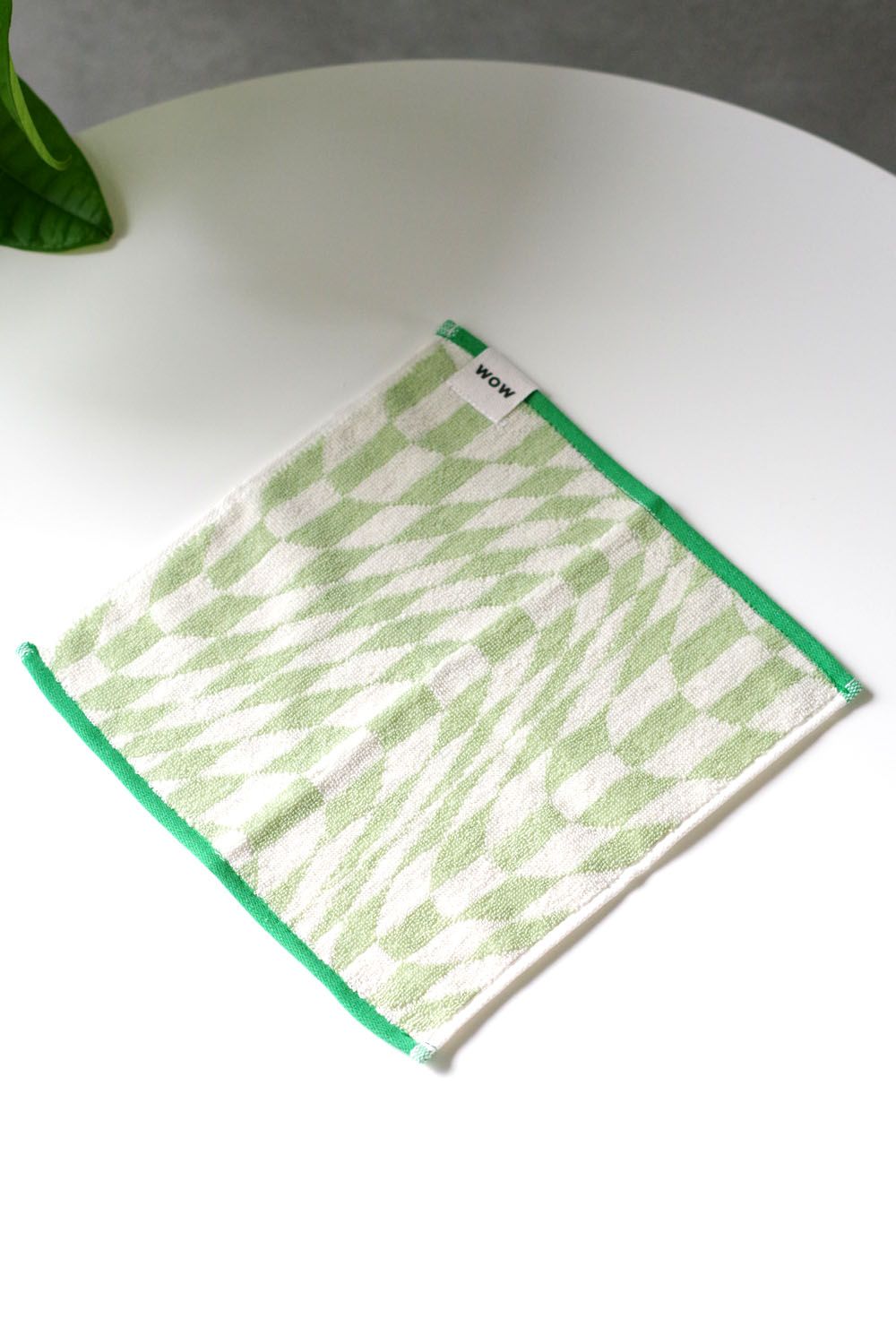 Check Hand Towel / シルク混 チェック ハンドタオル (グリーン)