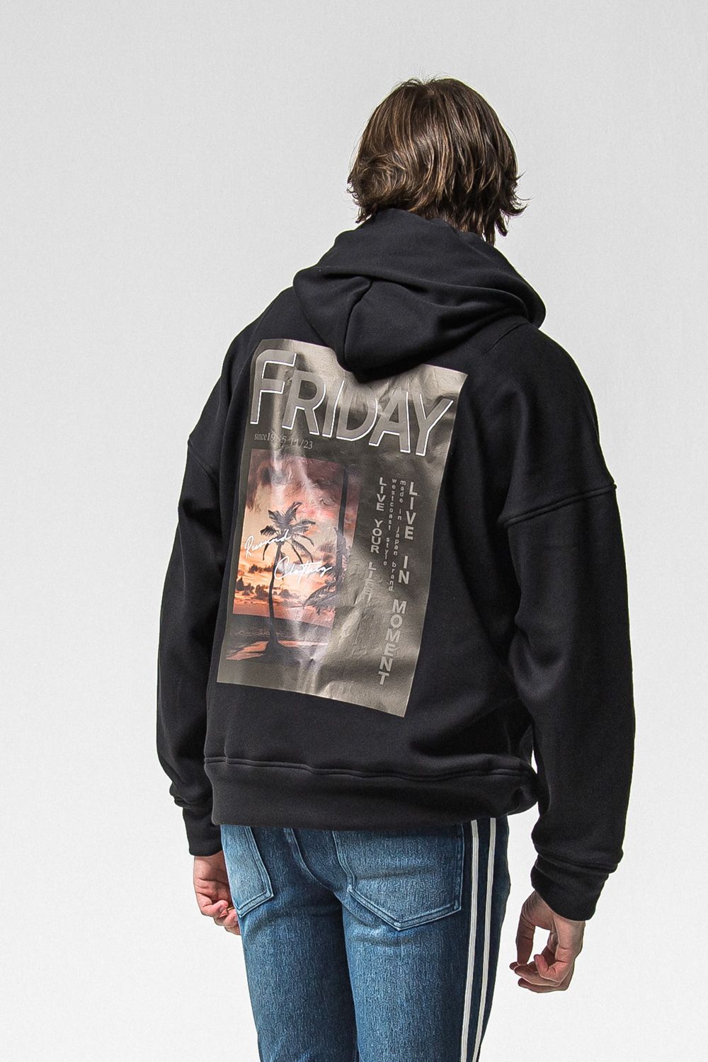 FRAIDAY OLD COVER VELOURS FLEECE HOODIE / 裏ベロアフリース カバーデザイン ロングスリーブ フーディー (ブラック) (11月上旬入荷予定) ※オーダー締切：9月1日(月)18:00