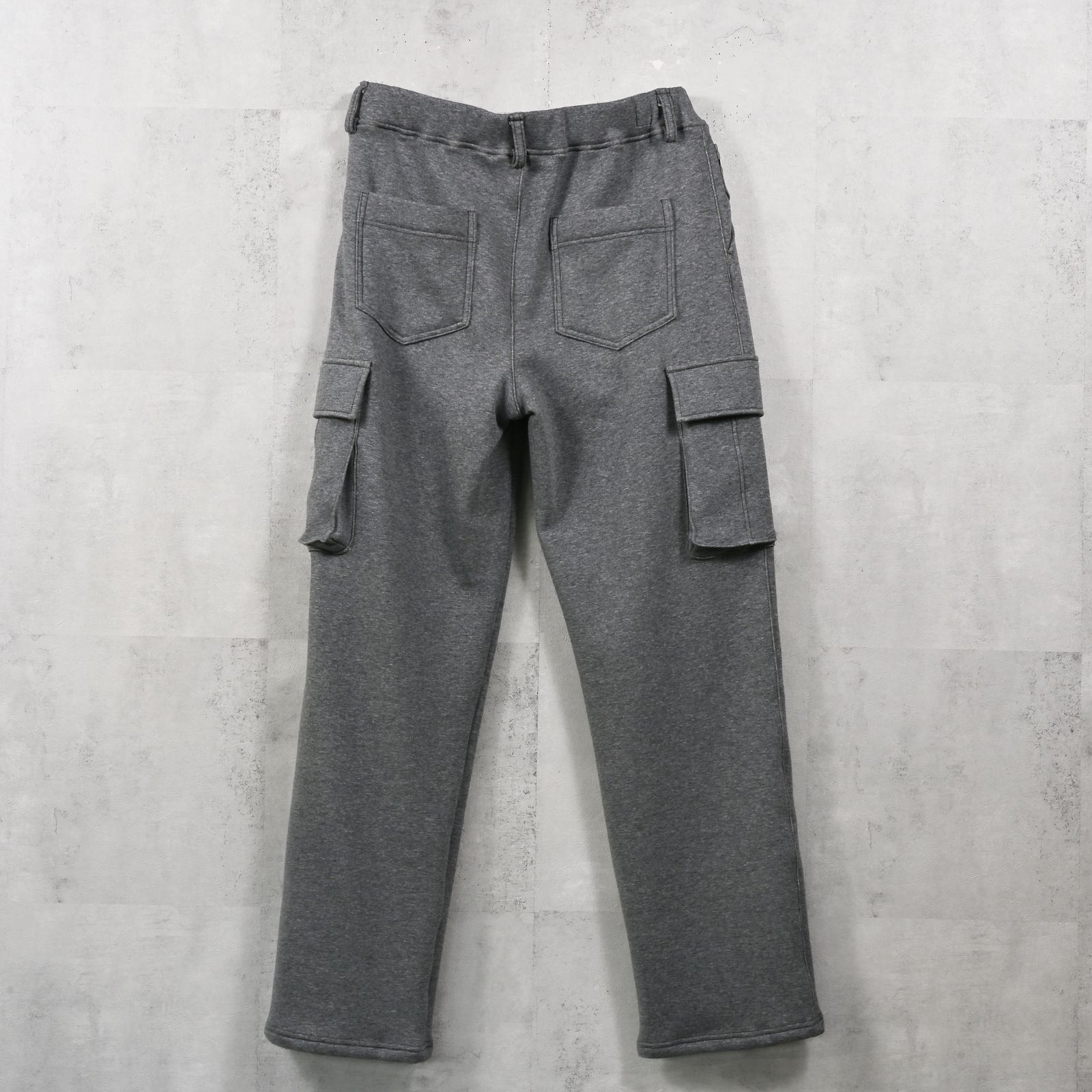 VELOURS FLEECE WIDE HEAD CARGO / 裏起毛 ベロアフリース ワンタックカーゴパンツ (チャコール) (11月中旬入荷予定) ※オーダー締切:9月7日(月)17時