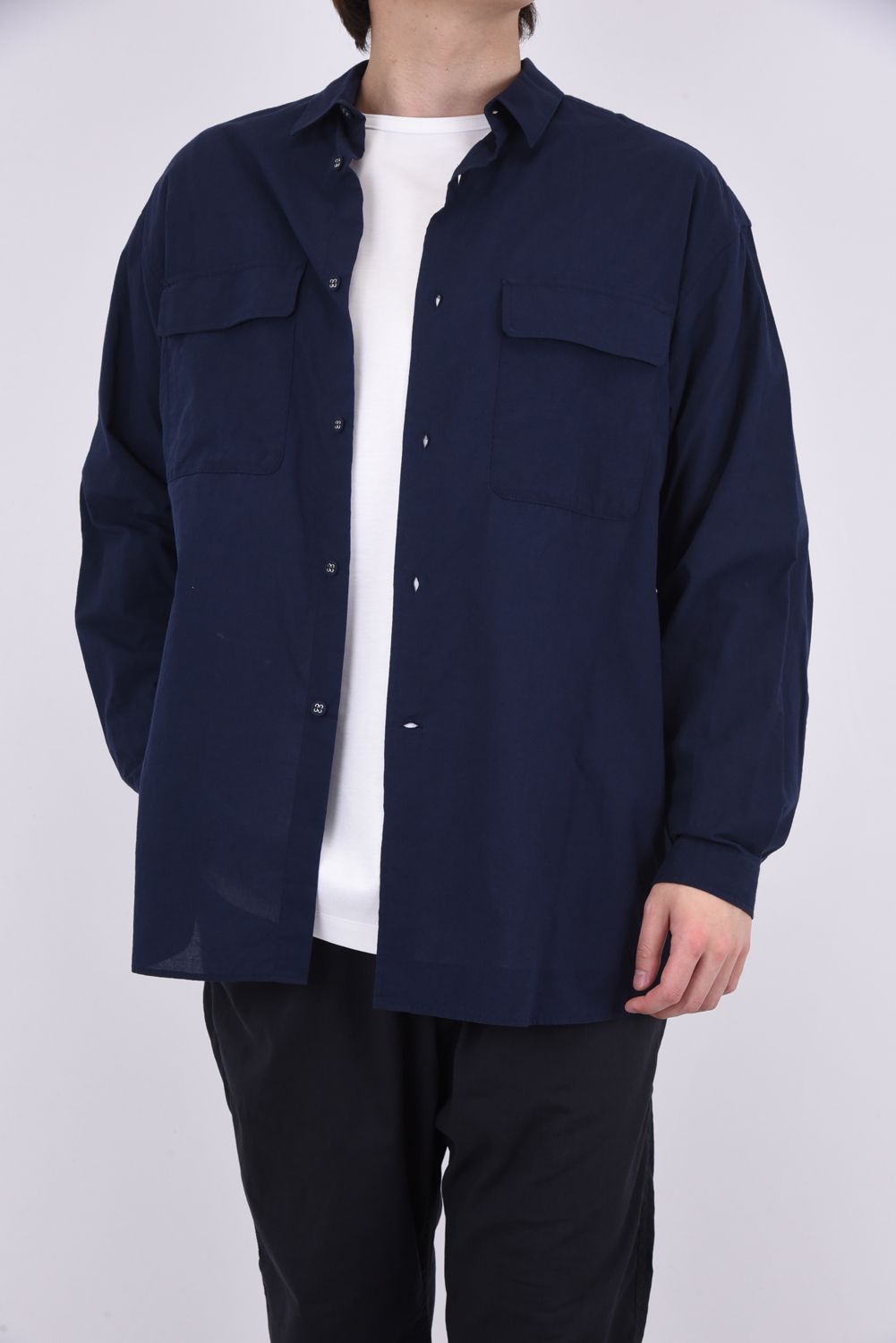 LONG SLEEVES SHIRT / コットン ロングスリーブシャツ ネイビー