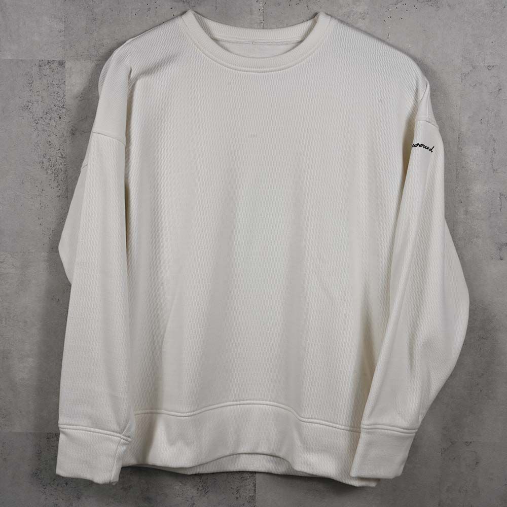 VELOURS FLEECE THERMAL  LOOSE TRAINER / 裏起毛 サーマル生地 ロングスリーブ トレーナー (ホワイト) (10月下旬入荷予定) ※オーダー締切:9月7日(月)17時