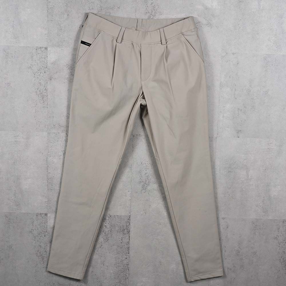 CHRIS EASY HEAT TUCK PANTS / 【定番商品】 ナイロンストレッチ 裏起毛 スラックスイージータックパンツ (グレージュ) (10月下旬入荷予定) ※オーダー締切:9月7日(月)17時